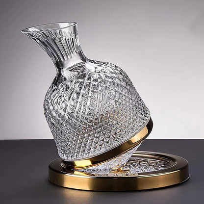 High Grade Crystal Glass 360 Rotating Decanter Tumbler 1500Ml Decanter Wine Dispenser Aerator Mirror Jug Gift Bar Decoration
