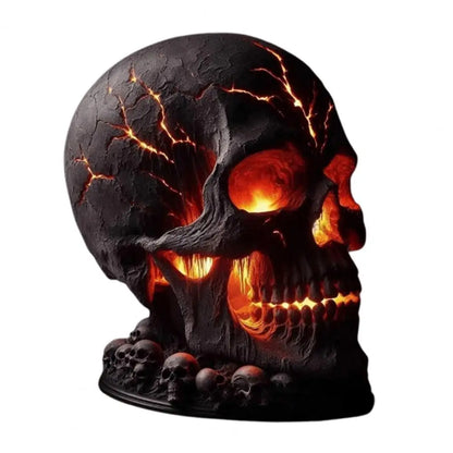Spooky Halloween Skull Desk Lamp: Lava Stone Style with LED Light, Ideal for Party Mantel Decoration & Unique Room Accent