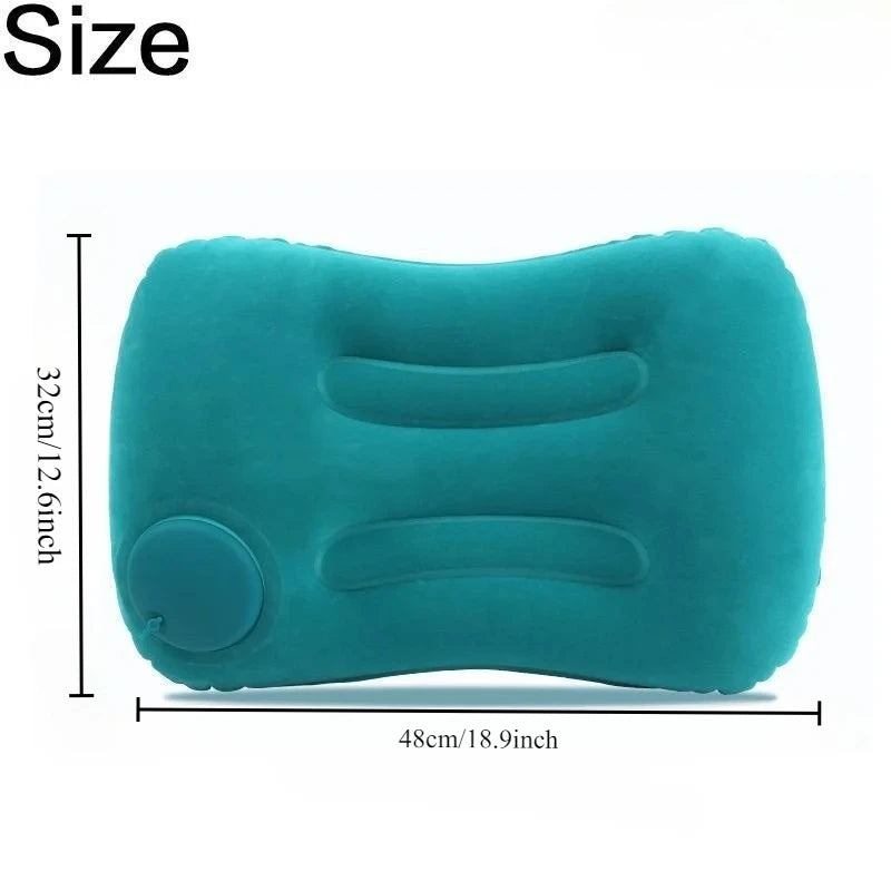 Flocked Inflatable Square Air Pillow Ultralight Portable Travel Cushion, Multifunctional Foldable Camping Pillow for Airplane Ca