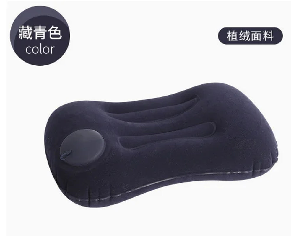 Flocked Inflatable Square Air Pillow Ultralight Portable Travel Cushion, Multifunctional Foldable Camping Pillow for Airplane Ca