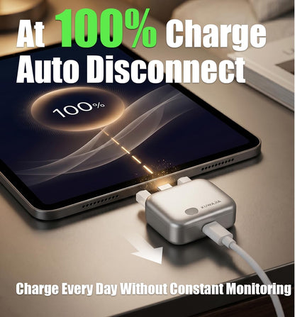 KUWAJIA 140W AI Smart Recognition Auto-Unplugger, Physical Disconnect Battery Guard, Auto-Eject on Full Charge, Fast Charging Adapter for Iphone, Android, Earphones