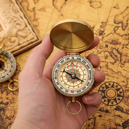 Camping Hiking Pocket Mini Copper Navigation Compass Outdoor Waterproof Luminous Retro Flip Compasses