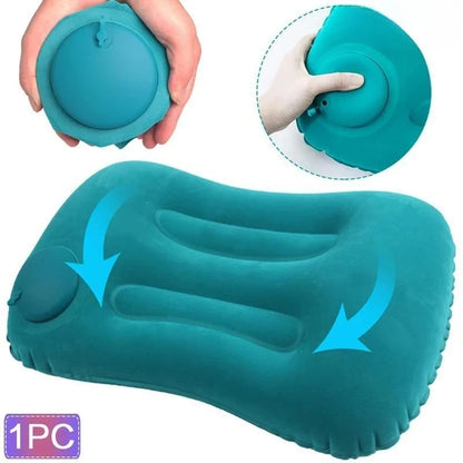 Flocked Inflatable Square Air Pillow Ultralight Portable Travel Cushion, Multifunctional Foldable Camping Pillow for Airplane Ca