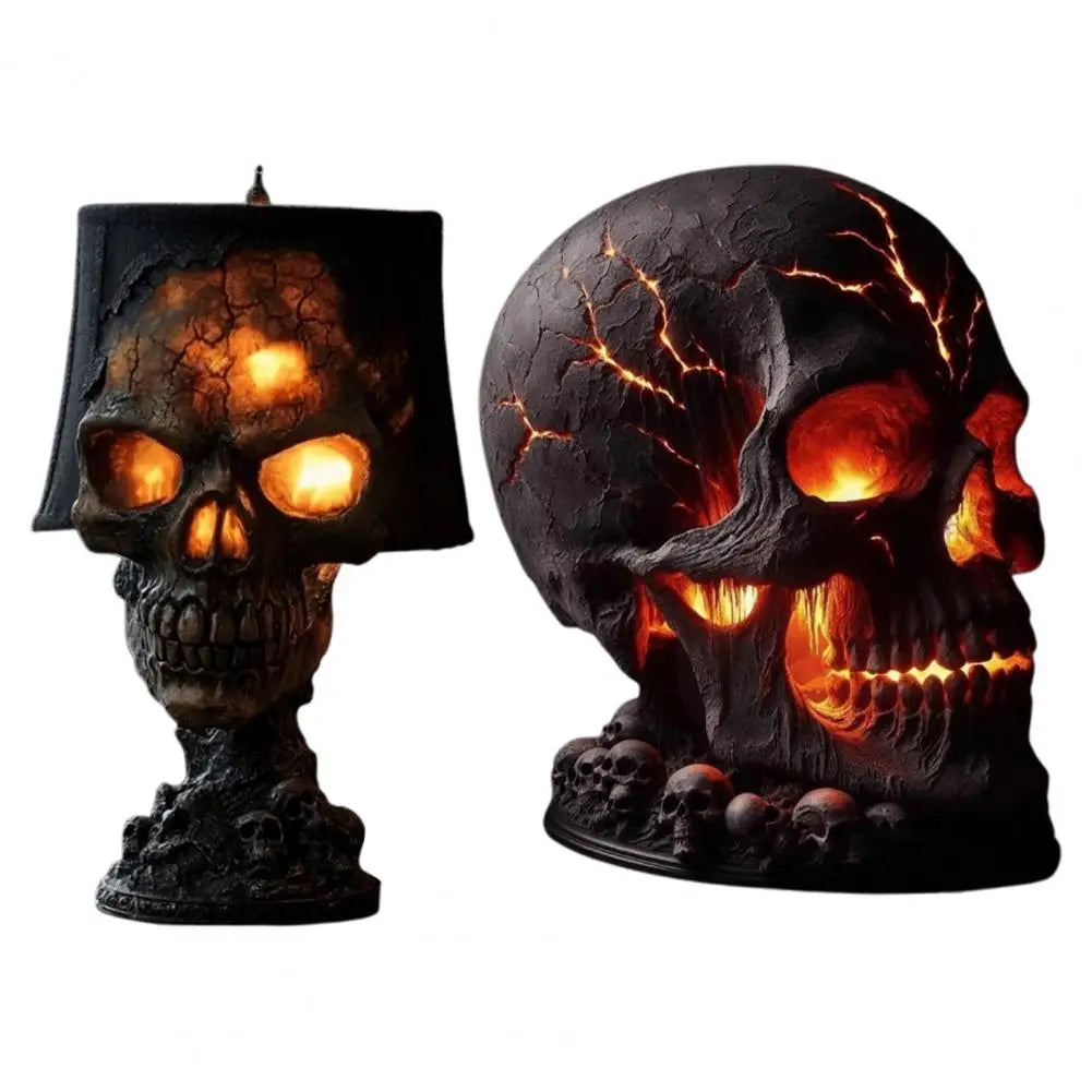 Spooky Halloween Skull Desk Lamp: Lava Stone Style with LED Light, Ideal for Party Mantel Decoration & Unique Room Accent