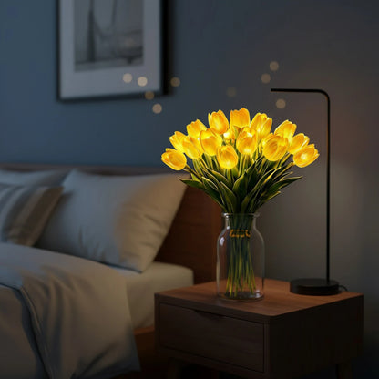 15Pcs Radiant Romantic Tulip Light Warm Light Flower Shaped Ambient Lamp Adjustable Tulip Night Light for Bedroom Bedside Decor