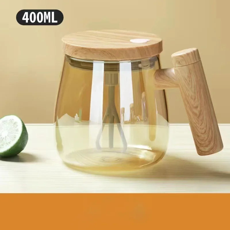 400ML Electric Blender Mixer Pot Portable Self Stirring Glass Coffee Cup Mugs Kitchen Tools for Milk Latte Coffee Drinks Mixing