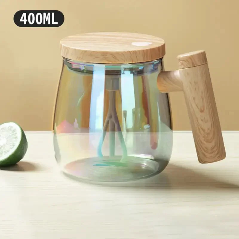 400ML Electric Blender Mixer Pot Portable Self Stirring Glass Coffee Cup Mugs Kitchen Tools for Milk Latte Coffee Drinks Mixing