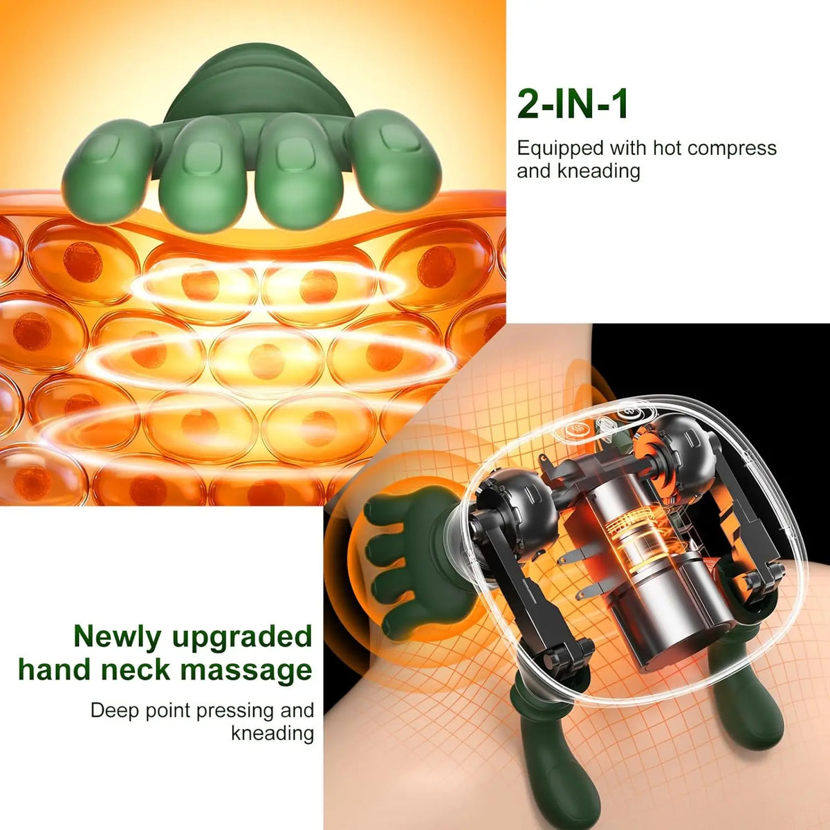 Wireless Neck and Back Massager with Heat 4D Kneading Shiatsu Deep Tissue for Shoulder Cervical Trapezius Kneading Massage