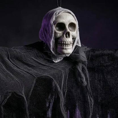 Halloween Hanging Ghost Skeleton Head Tattered Gauze Ghost Pendant Horror Prop for Haunted House Door Tree Porch Decor