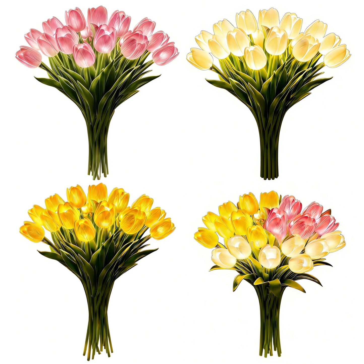 15Pcs Radiant Romantic Tulip Light Warm Light Flower Shaped Ambient Lamp Adjustable Tulip Night Light for Bedroom Bedside Decor