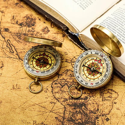 Camping Hiking Pocket Mini Copper Navigation Compass Outdoor Waterproof Luminous Retro Flip Compasses