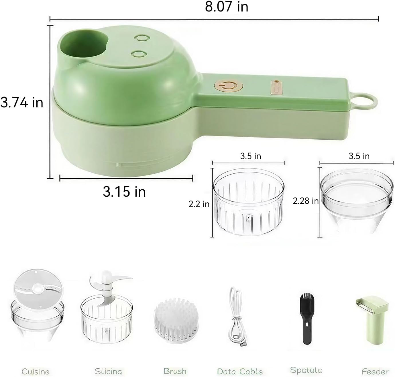 5-In-1 Wireless Electric Vegetable Chopper, Multi-Function Food Processor