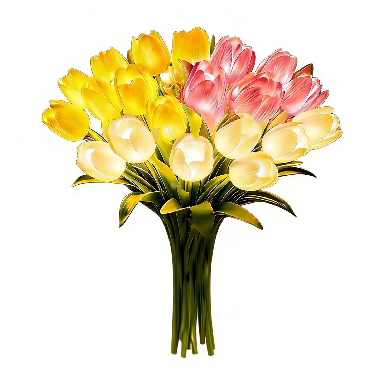 15Pcs Radiant Romantic Tulip Light Warm Light Flower Shaped Ambient Lamp Adjustable Tulip Night Light for Bedroom Bedside Decor