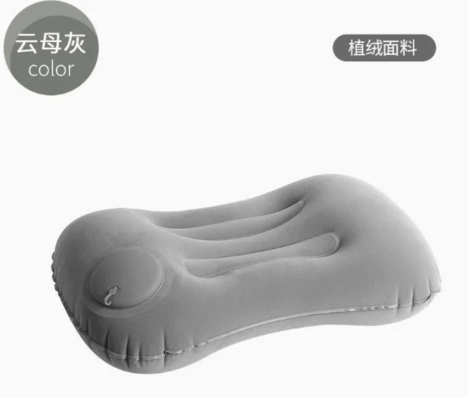 Flocked Inflatable Square Air Pillow Ultralight Portable Travel Cushion, Multifunctional Foldable Camping Pillow for Airplane Ca