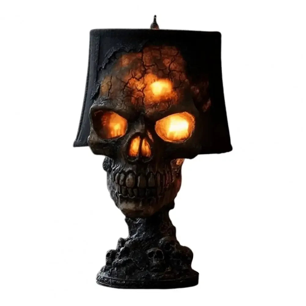 Spooky Halloween Skull Desk Lamp: Lava Stone Style with LED Light, Ideal for Party Mantel Decoration & Unique Room Accent