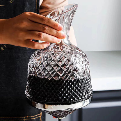 High Grade Crystal Glass 360 Rotating Decanter Tumbler 1500Ml Decanter Wine Dispenser Aerator Mirror Jug Gift Bar Decoration