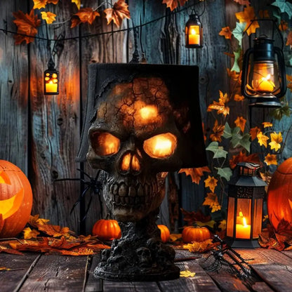Spooky Halloween Skull Desk Lamp: Lava Stone Style with LED Light, Ideal for Party Mantel Decoration & Unique Room Accent