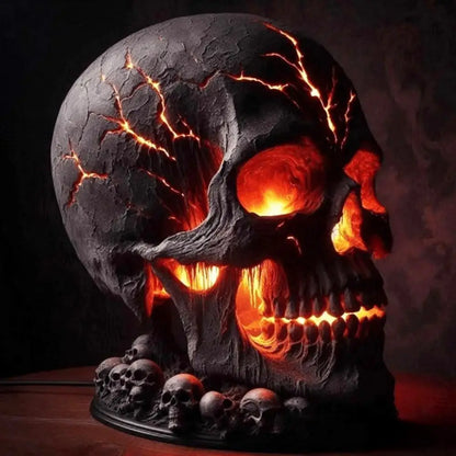 Spooky Halloween Skull Desk Lamp: Lava Stone Style with LED Light, Ideal for Party Mantel Decoration & Unique Room Accent