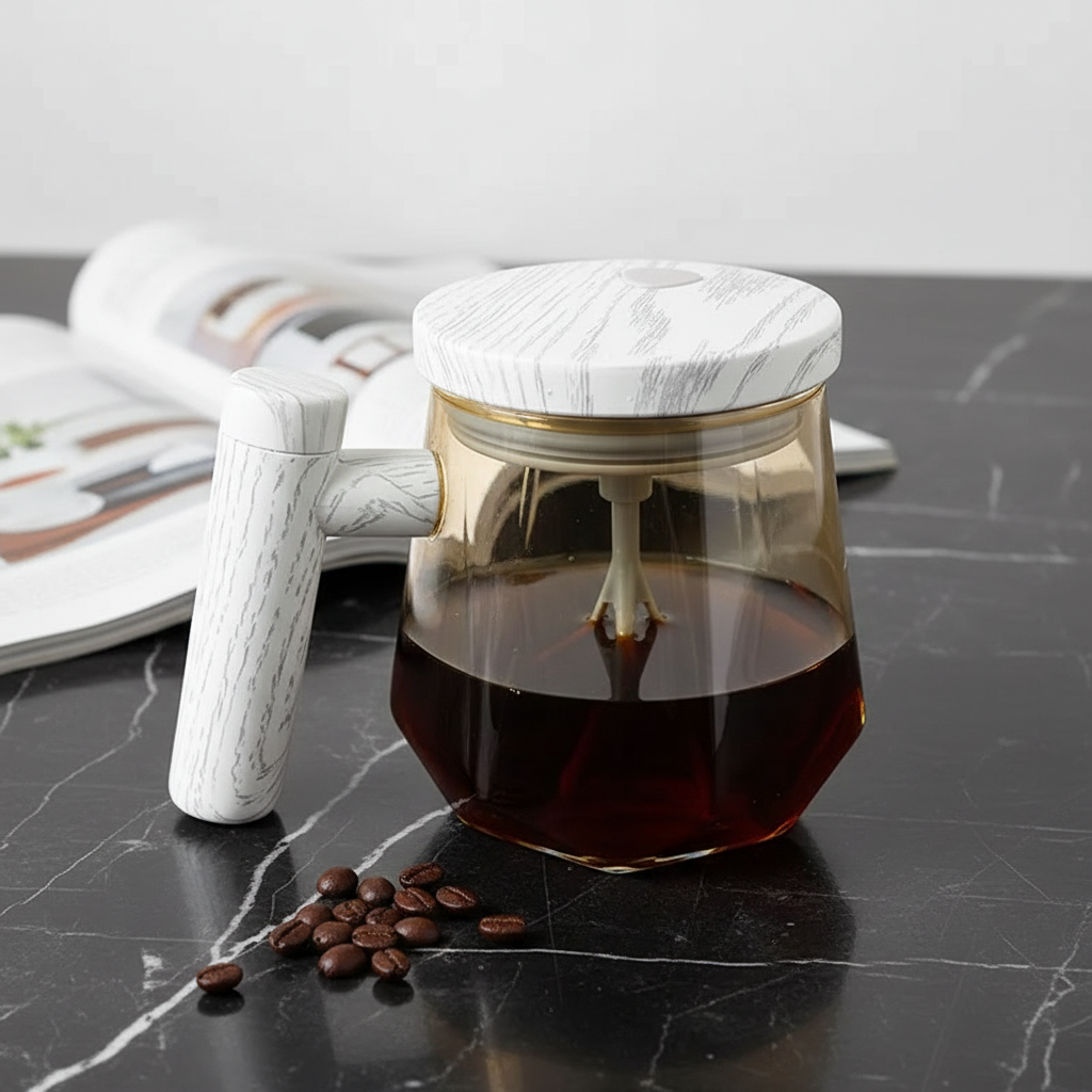 Electric Self-Stirring Glass Coffee Cup