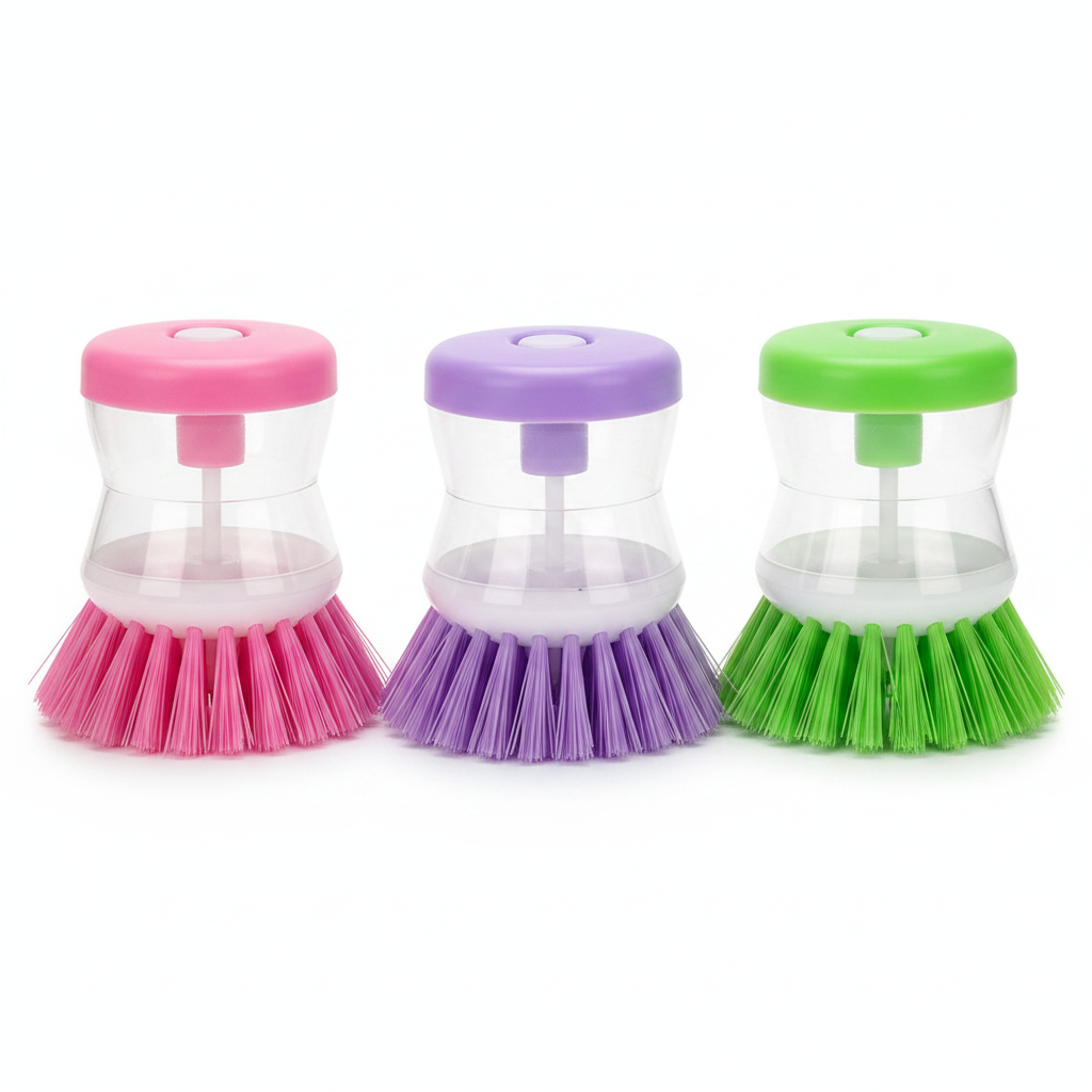 Multiple color variants of soap dispenser dish brush